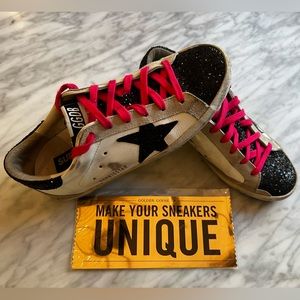 Golden Goose super-star black glitter size 38
